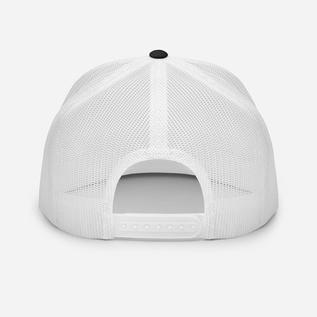 Back view of the black-and-white RLR Athletic Trucker Cap