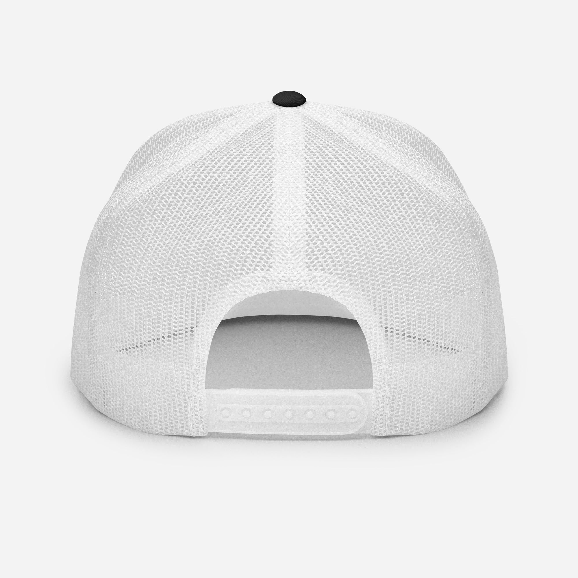 Back view of the black-and-white RLR Athletic Trucker Cap