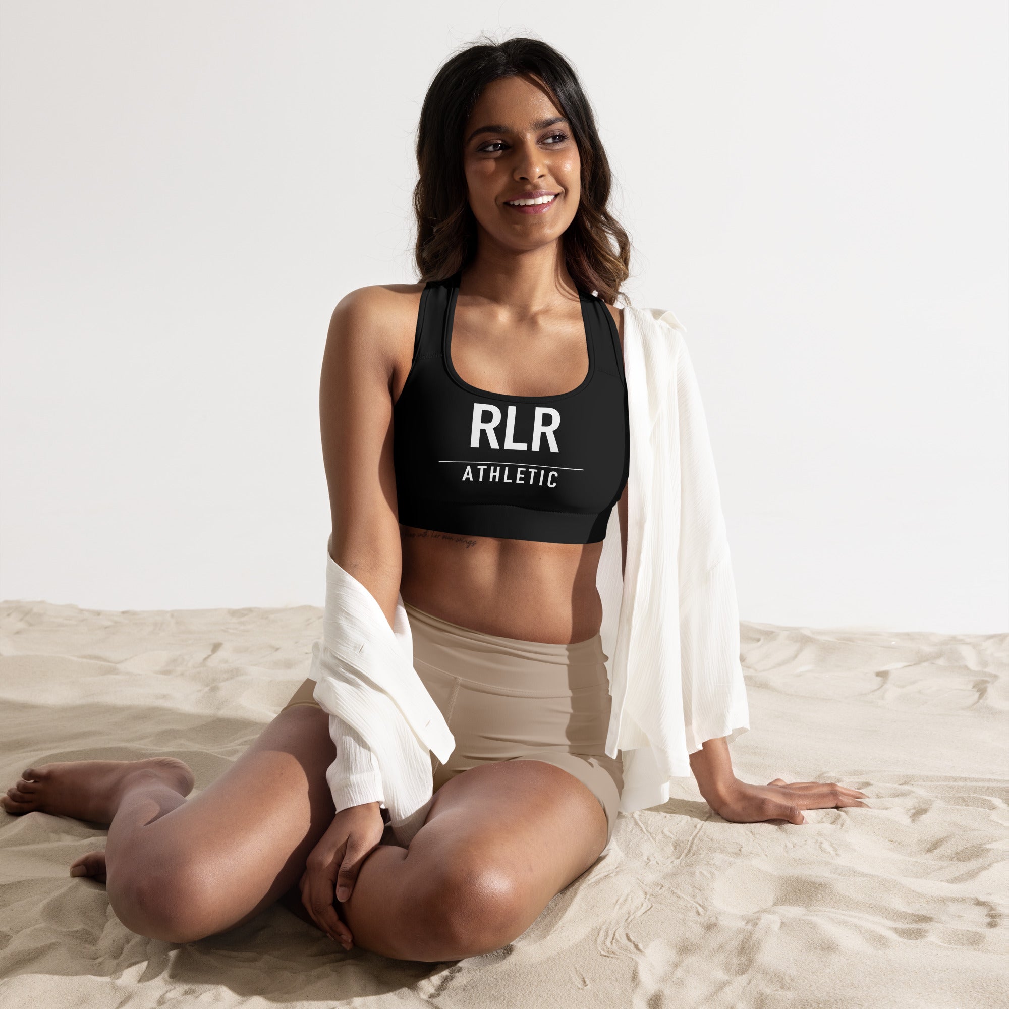 Black RLR Padded Training Bra front view