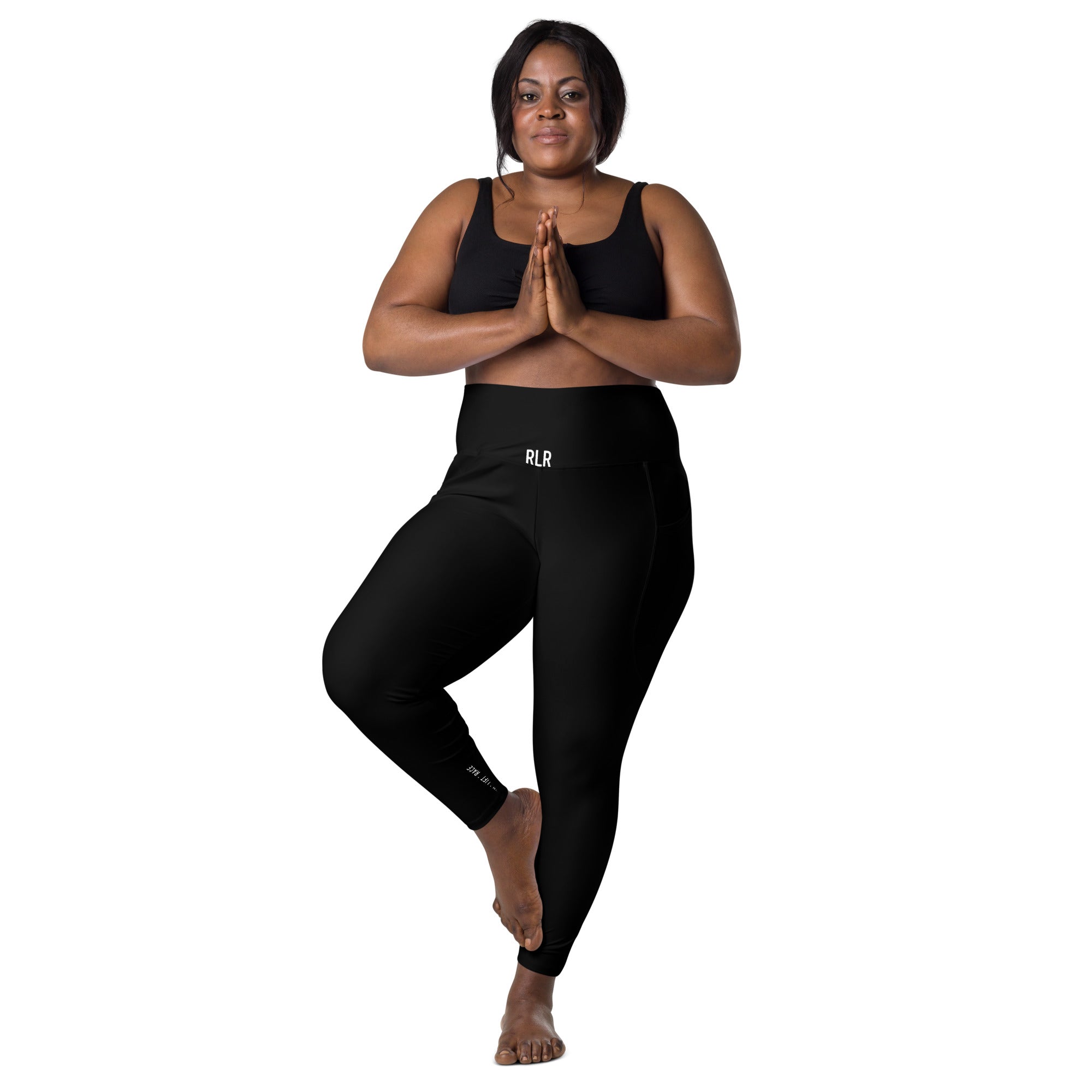 Black RLR Hybrid Pocket Legging front view