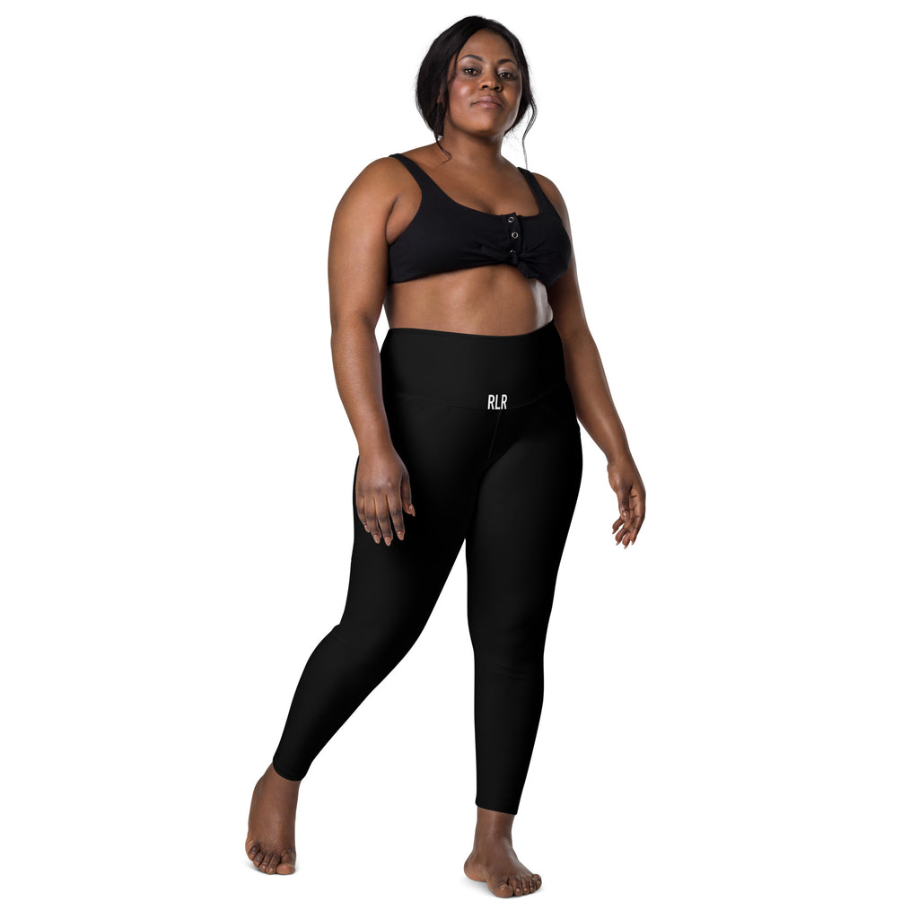 Black RLR Hybrid Pocket Legging front view