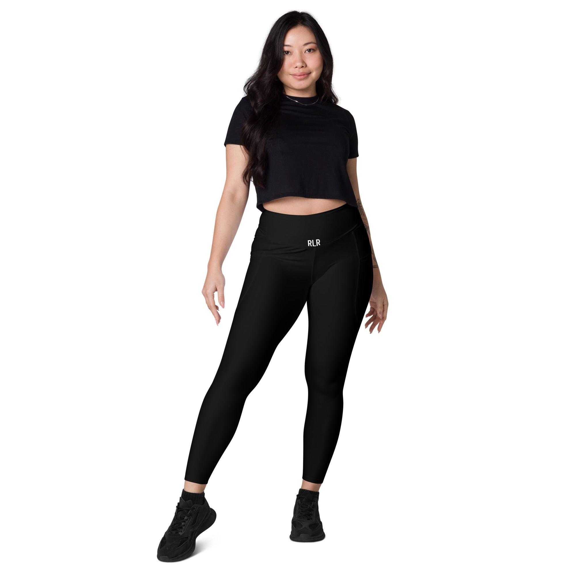 Black RLR Hybrid Pocket Legging front view