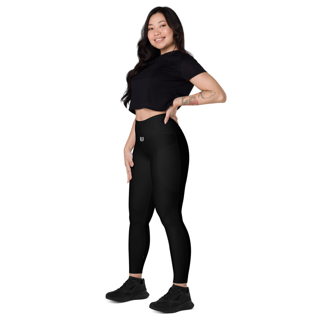 Black RLR Hybrid Pocket Legging left-front view