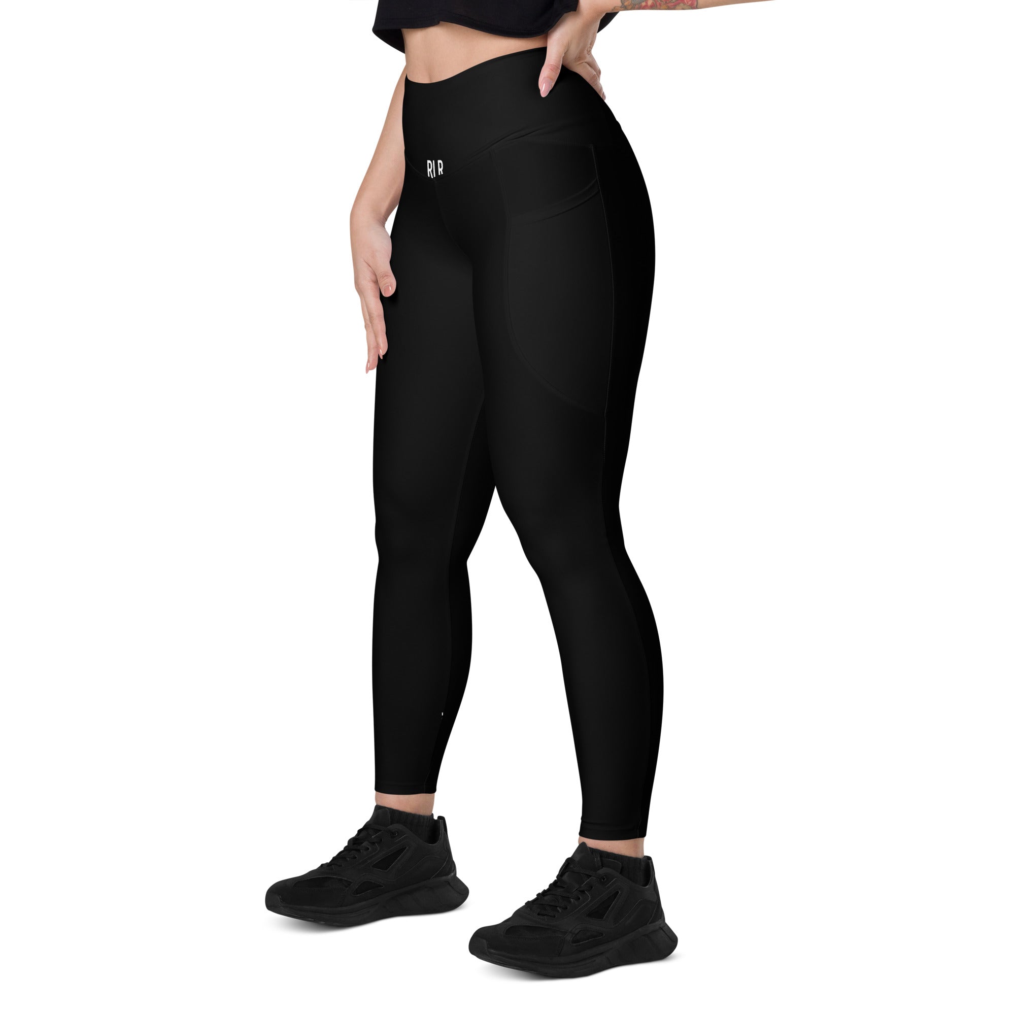 Black RLR Hybrid Pocket Legging left-front view
