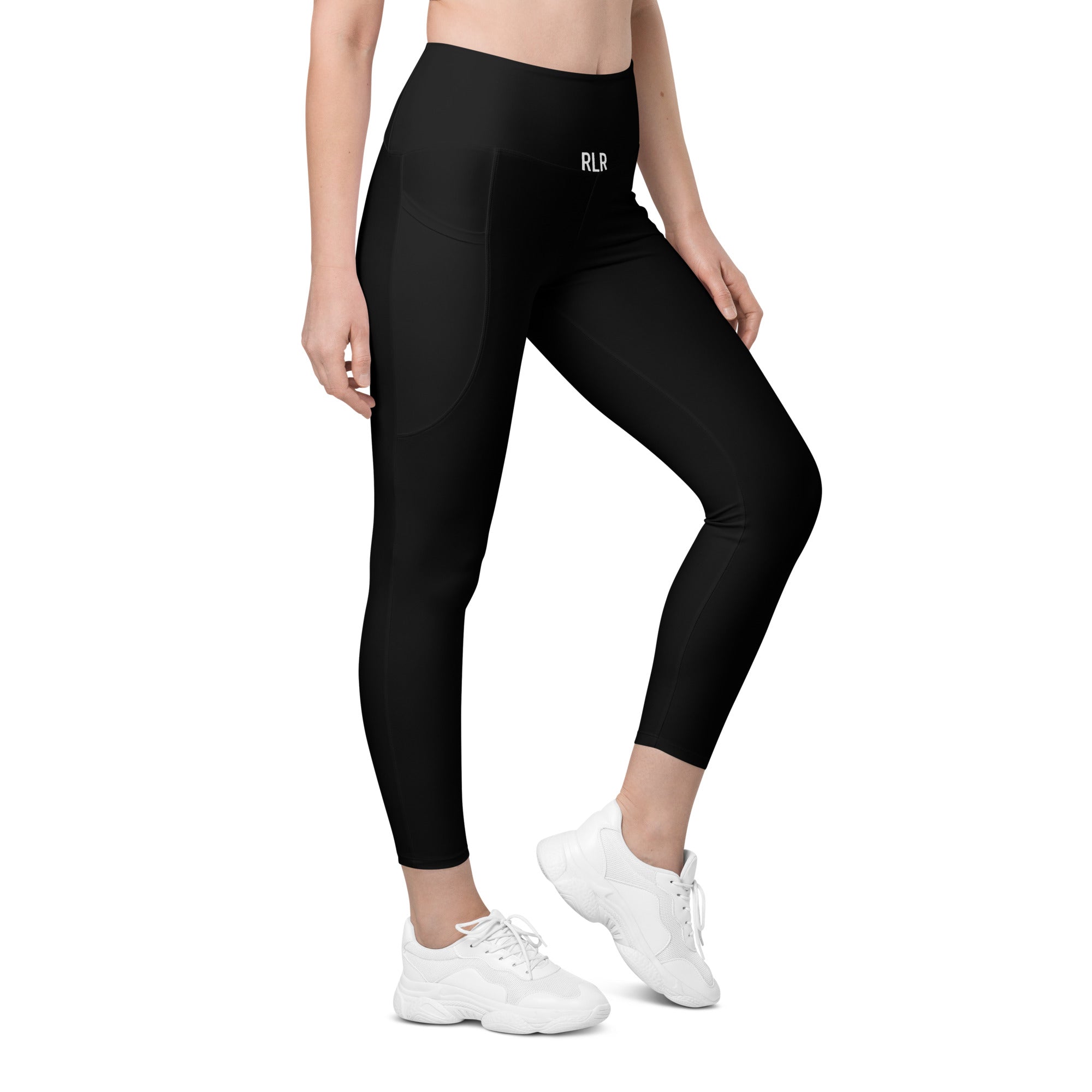 Black RLR Hybrid Pocket Legging right-front view
