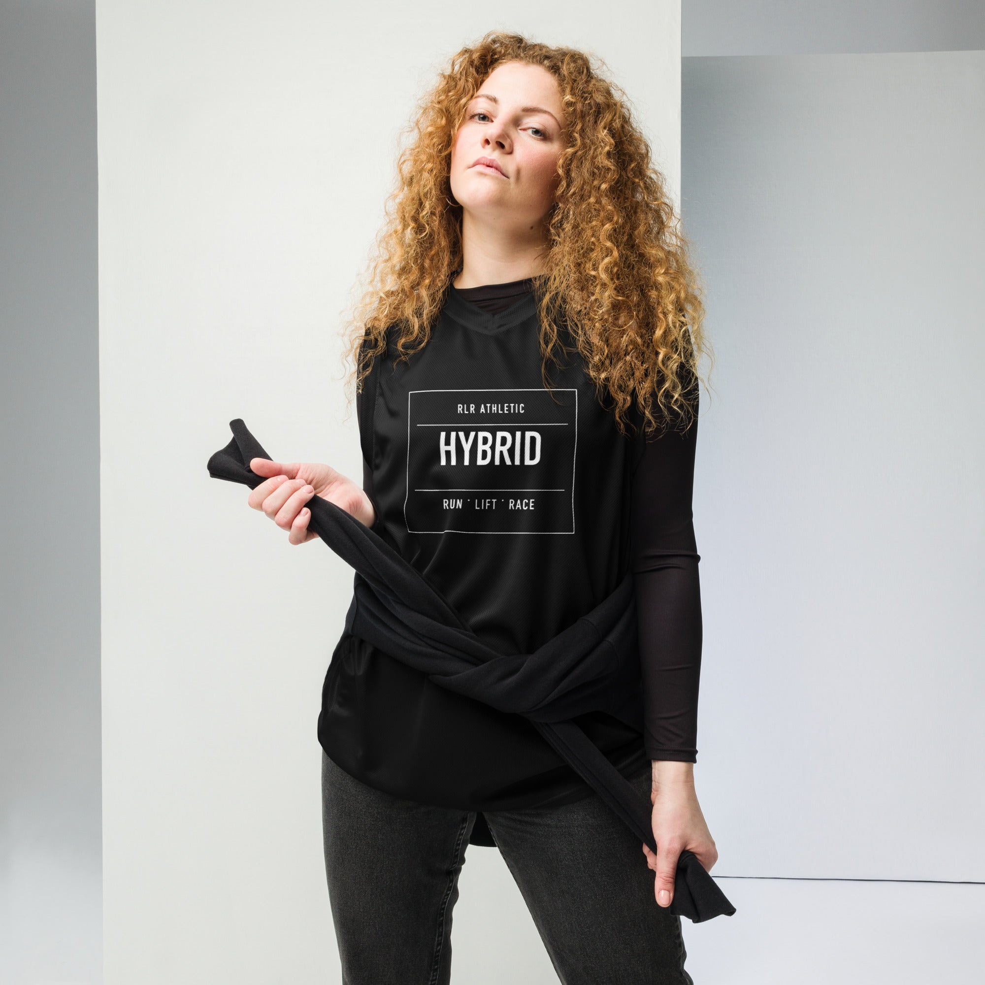 Black RLR Hybrid Mesh Tank front view